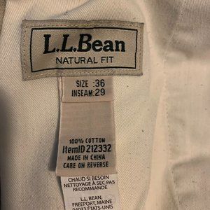 LL Bean Natural Fit Khaki Pants 36Wx29L Beige color